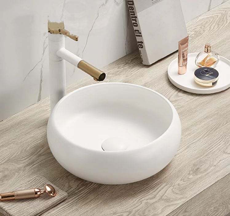 Above Counter Ceramic Basin - Matt White - Round - 360mm | PA3612MW