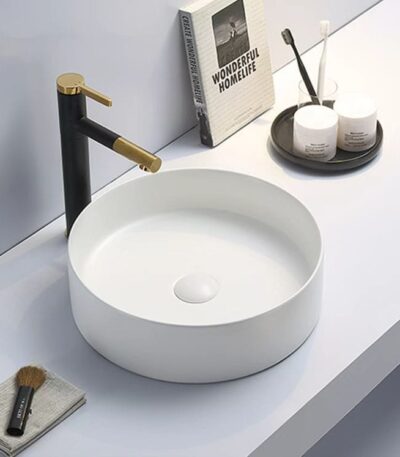 Above Counter Ceramic Basin - Matt White - Round - 394mm | PA3911MW