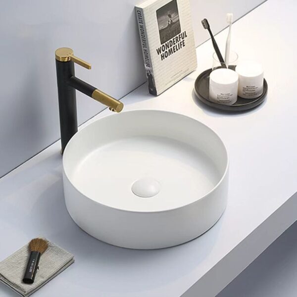Above Counter Ceramic Basin - Matt White - Round - 394mm | PA3911MW