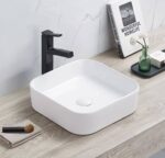 Above Counter Ceramic Basin - Matt White - Square - 370mm | PA3711MW