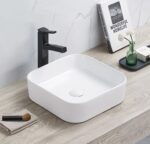 Above Counter Ceramic Basin - Matt White - Square - 370mm | PA3711MW