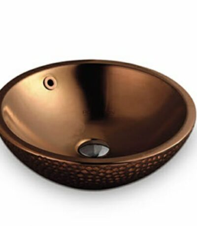Above Counter Ceramic Basin - Overflow - Rose Gold - Round - 435mm | PA4343RG