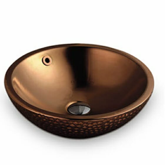 Above Counter Ceramic Basin - Overflow - Rose Gold - Round - 435mm | PA4343RG