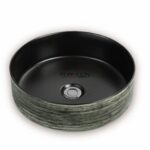 Above Counter Ceramic Basin - Silky Green/Black - Round - 355mm | PA3636GB