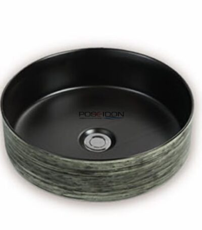 Above Counter Ceramic Basin - Silky Green/Black - Round - 355mm | PA3636GB