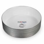 Above Counter Ceramic Basin - Silky Silver/White - Round - 355mm | PA3636SW