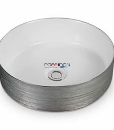 Above Counter Ceramic Basin - Silky Silver/White - Round - 355mm | PA3636SW