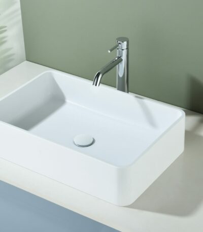 Above Counter Quartz Basin - Matt Black - Rectangle - 600mm | QZ6040-MB