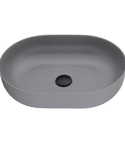 Above Counter Quartz Basin - Matt Grey - Oval - 508mm | QZ50836-MG