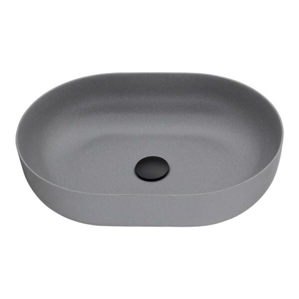 Above Counter Quartz Basin - Matt Grey - Oval - 508mm | QZ50836-MG