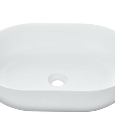 Above Counter Quartz Basin - Matt White - Oval - 508mm | QZ50836-MW