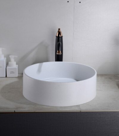 Above Counter Quartz Basin - Matt White - Round - 410mm | QZ4141-MW