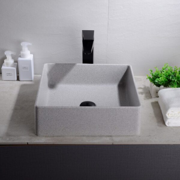 Above Counter Quartz Basin - Matt White - Square - 380mm | QZ3838-MW