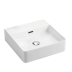 Above Counter/Wall Hung Ceramic Basin - Overflow - No Tap Hole - Gloss White - Square - 425mm | PW4242NTH
