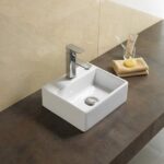 Above Counter/Wall Hung Ceramic Basin - Overflow - Tap Hole - Gloss White - Rectangle - 330mm | PW3329