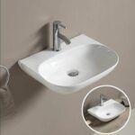 Above Counter/Wall Hung Ceramic Basin - Tap Hole - Gloss White - Rectangle - 500mm | PW5038