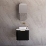 ABS RIVA 600-MB HOUSTON CURVE WALL HUNG VANITY 600MM MATTE BLACK - Urban Designs Bathroom and Kitchen