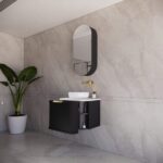 ABS RIVA 600-MB HOUSTON CURVE WALL HUNG VANITY 600MM MATTE BLACK - Urban Designs Bathroom and Kitchen
