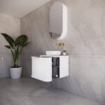 ABS RIVA 600-MW HOUSTON CURVE WALL HUNG VANITY 600MM MATTE WHITE - Urban Designs Bathroom and Kitchen