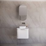 ABS RIVA 600-MW HOUSTON CURVE WALL HUNG VANITY 600MM MATTE WHITE - Urban Designs Bathroom and Kitchen