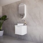 ABS RIVA 600-MW HOUSTON CURVE WALL HUNG VANITY 600MM MATTE WHITE - Urban Designs Bathroom and Kitchen