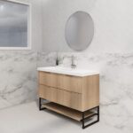 ABS RIVA FS1200-AO BALI FLUTED FREESTANDING VANITY 1200MM SINGLE BOWL AMERICAN OAK - Urban Designs Bathroom and Kitchen