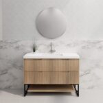 ABS RIVA FS1200-AO BALI FLUTED FREESTANDING VANITY 1200MM SINGLE BOWL AMERICAN OAK - Urban Designs Bathroom and Kitchen
