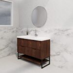 ABS RIVA FS1200-BR BALI FLUTED FREESTANDING VANITY 1200MM SINGLE BOWL BROWN OAK - Urban Designs Bathroom and Kitchen