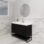 ABS RIVA FS1200-MB BALI FLUTED FREESTANDING VANITY 1200MM SINGLE BOWL MATTE BLACK - Urban Designs Bathroom and Kitchen