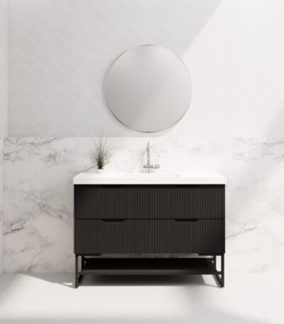ABS RIVA FS1200-MB BALI FLUTED FREESTANDING VANITY 1200MM SINGLE BOWL MATTE BLACK - Urban Designs Bathroom and Kitchen