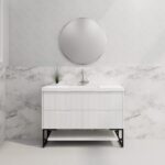 ABS RIVA FS1200-MW BALI FLUTED FREESTANDING VANITY 1200MM SINGLE BOWL MATTE WHITE - Urban Designs Bathroom and Kitchen