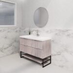 ABS RIVA FS1200-WO BALI FLUTED FREESTANDING VANITY 1200MM SINGLE BOWL WHITE OAK - Urban Designs Bathroom and Kitchen