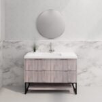 ABS RIVA FS1200-WO BALI FLUTED FREESTANDING VANITY 1200MM SINGLE BOWL WHITE OAK - Urban Designs Bathroom and Kitchen