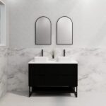 ABS RIVA FS1200D-MB BALI FLUTED FREESTANDING VANITY 1200MM DOUBLE BOWL MATTE BLACK - Urban Designs Bathroom and Kitchen