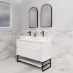 ABS RIVA FS1200D-MW BALI FLUTED FREESTANDING VANITY 1200MM DOUBLE BOWL MATTE WHITE - Urban Designs Bathroom and Kitchen