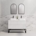 ABS RIVA FS1200D-MW BALI FLUTED FREESTANDING VANITY 1200MM DOUBLE BOWL MATTE WHITE - Urban Designs Bathroom and Kitchen