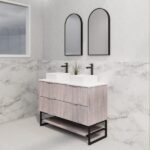 ABS RIVA FS1200D-WO BALI FLUTED FREESTANDING VANITY 1200MM DOUBLE BOWL WHITE OAK - Urban Designs Bathroom and Kitchen