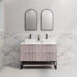 ABS RIVA FS1200D-WO BALI FLUTED FREESTANDING VANITY 1200MM DOUBLE BOWL WHITE OAK - Urban Designs Bathroom and Kitchen