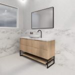 ABS RIVA FS1500-AO BALI FLUTED FREESTANDING VANITY 1500MM SINGLE BOWL AMERICAN OAK - Urban Designs Bathroom and Kitchen