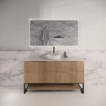 ABS RIVA FS1500-AO BALI FLUTED FREESTANDING VANITY 1500MM SINGLE BOWL AMERICAN OAK - Urban Designs Bathroom and Kitchen