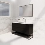ABS RIVA FS1500-MB BALI FLUTED FREESTANDING VANITY 1500MM SINGLE BOWL MATTE BLACK - Urban Designs Bathroom and Kitchen