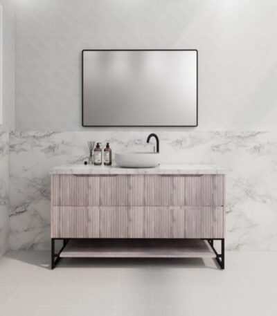 ABS RIVA FS1500-WO BALI FLUTED FREESTANDING VANITY 1500MM SINGLE BOWL WHITE OAK - Urban Designs Bathroom and Kitchen