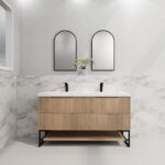 ABS RIVA FS1500D-AO BALI FLUTED FREESTANDING VANITY 1500MM DOUBLE BOWL AMERICAN OAK - Urban Designs Bathroom and Kitchen