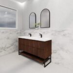 ABS RIVA FS1500D-BR BALI FLUTED FREESTANDING VANITY 1500MM DOUBLE BOWL BROWN OAK - Urban Designs Bathroom and Kitchen