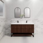 ABS RIVA FS1500D-BR BALI FLUTED FREESTANDING VANITY 1500MM DOUBLE BOWL BROWN OAK - Urban Designs Bathroom and Kitchen