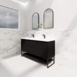 ABS RIVA FS1500D-MB BALI FLUTED FREESTANDING VANITY 1500MM DOUBLE BOWL MATTE BLACK - Urban Designs Bathroom and Kitchen
