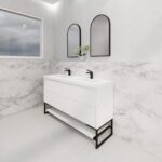 ABS RIVA FS1500D-MW BALI FLUTED FREESTANDING VANITY 1500MM DOUBLE BOWL MATTE WHITE - Urban Designs Bathroom and Kitchen