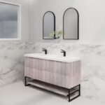 ABS RIVA FS1500D-WO BALI FLUTED FREESTANDING VANITY 1500MM DOUBLE BOWL WHITE OAK - Urban Designs Bathroom and Kitchen