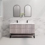 ABS RIVA FS1500D-WO BALI FLUTED FREESTANDING VANITY 1500MM DOUBLE BOWL WHITE OAK - Urban Designs Bathroom and Kitchen