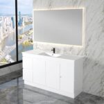 ABS RIVA FS1500M-GW LESS FREESTANDING VANITY 1500MM SINGLE/DOUBLE BOWL GLOSS WHITE - Urban Designs Bathroom and Kitchen